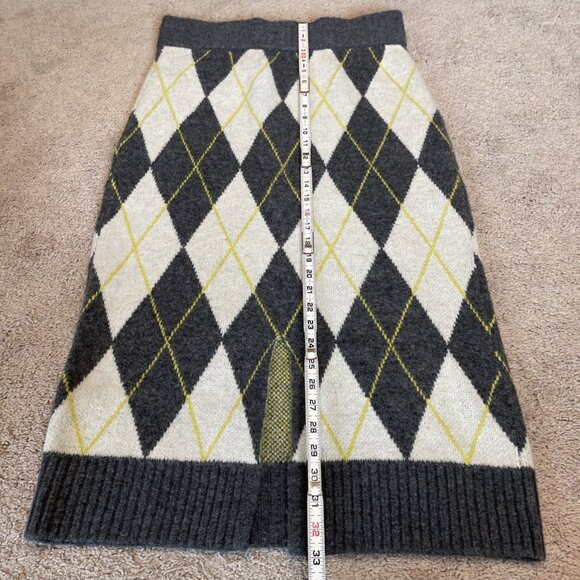 PRINGLE of Scotland x H&M Women's Argyle Midi Skirt Size L Gray Knit Preppy - Picture 4 of 10